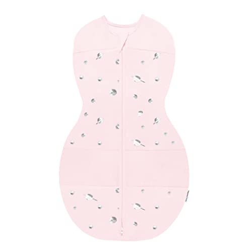 Image of Happiest Baby Sleepea 5-Second Swaddle - 100% Organic Cotton Baby Swaddle Blanket - Doctor Designed Promotes Healthy Hip Development (Rose Planets, Small)