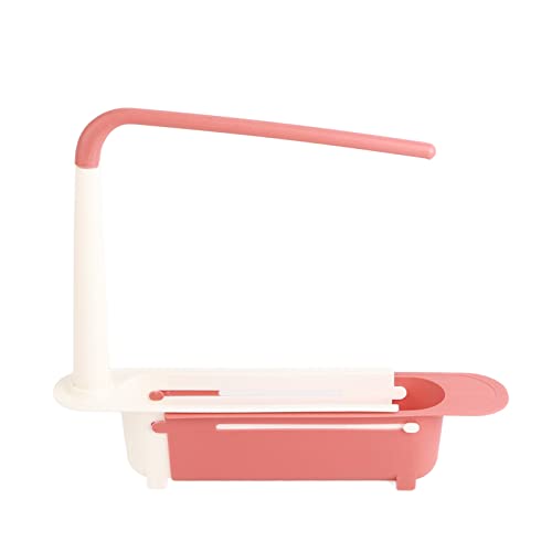 Organizador extensible telescópico para fregadero de cocina, con barra para toallas, porta esponjas, ventilación y drenaje, fácil instalación (Rojo) miniatura 6