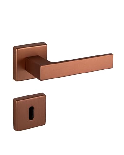 Gedotec maniglia per porte interne set maniglia a leva alluminio | 1 set maniglia a leva quadrata per porte interne | PUSH 1317 | bronzo antico rame opaco | ferramenta vintage per porte interne