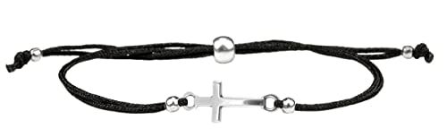 Milosa Konfirmations Armband Kreuz Kinder - Armband Textil Band Schwarz Größenverstellbar - Geschenk Firmung Kommunion Cover