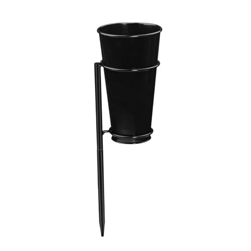 Cemetery Vase Flower Holder, Metal Detachable Black Memorial Floral Vase with Stake, Outdoor Lawn Flower Arrangement Stand, L image 8