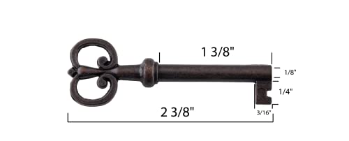 UNIQANTIQ HARDWARE SUPPLY Old Bronze Hollow Barrel Antique-Style Skeleton Key Reproduction - for China Cabinets Doors, Dresser Drawers, Desks - Vintage, Old American Furniture | SK34-DB