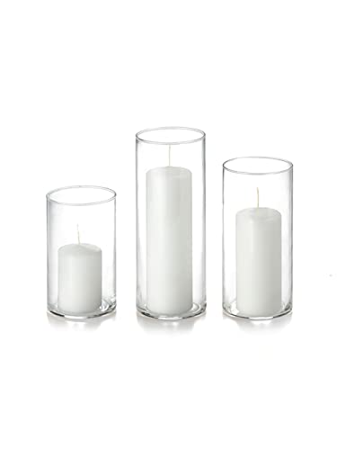 yummi Set of 12 Slim Pillars and Cylinder Vases - White