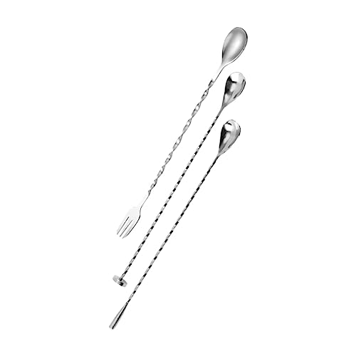 GOOHOCHY 3pièces Cuillère à Mélanger Longue pour Cocktails Accessoire De Bar Domestique Multifonction pour Boissons Et Café
