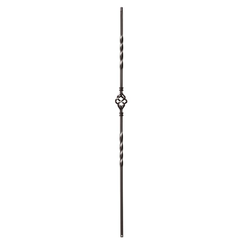 Iron Staircase/Railing Baluster - Single Basket 1/2" Bar (Set of 5) Stain Black Hollow- Square Wrought Iron Twist and Basket Stair Baluster Spindle SP9003TB