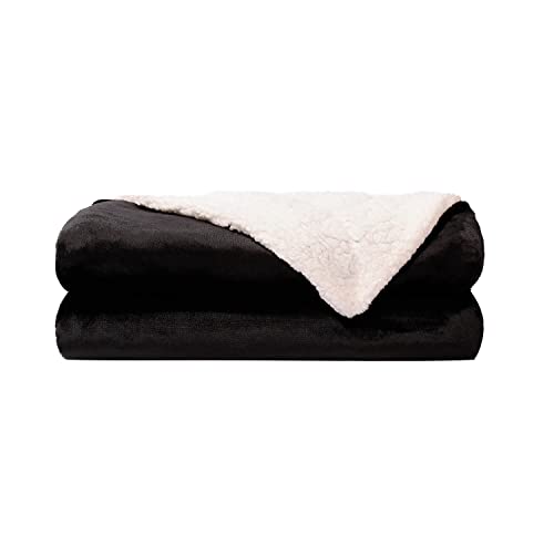 NANPIPER Fleece Blanket Sherpa Throw,Soft Fuzzy Twin Blankets for Couch,Black 60"x80"