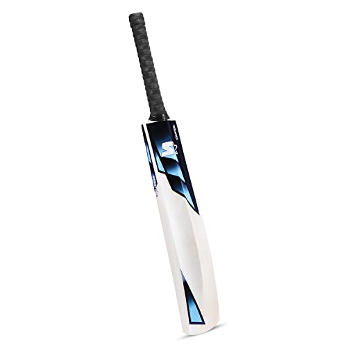 Image of Starter Kashmir Willow Cricket Bat with Half Cane Handle- 10+ Years Kids- Size 5- Blue & White