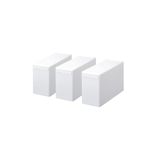 like-it MOS-04L Modular Clothes Storage Drawer Case, Can be Combined with Storage Case, Slim L, All White, Made in Japan, Set of 3, Depth 18.1 inches (46 cm), Perfect for Closet, Metal Rack