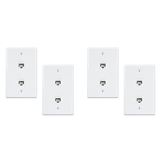 Uplinkzy �C�[�T�l�b�g�E�H�[���v���[�g �f���A��RJ45�C�����C�� �Ȉ� �z���C�g | Cat6�Ή��̃f���A��RJ45�C�����C���J�v���[�t���ǃv���[�g�B��t�͍H��s�v�A2�|�[�g�W���T�C�Y�Ŗڗ������ݒu�\�B