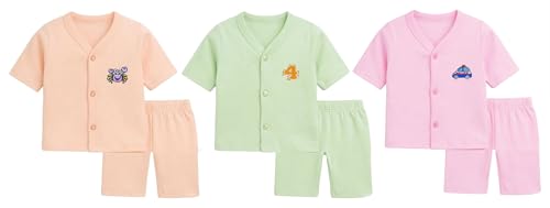 Image of Tiny Tooth Baby's Boy's & Baby Girl's Unisex Full Sleeves Cotton Dress, Vests, Jhabla, T-Shirt with Pyjama Pant Dress Combo Set for Infant Toddler New Born Baby Clothes (0-3 Months)