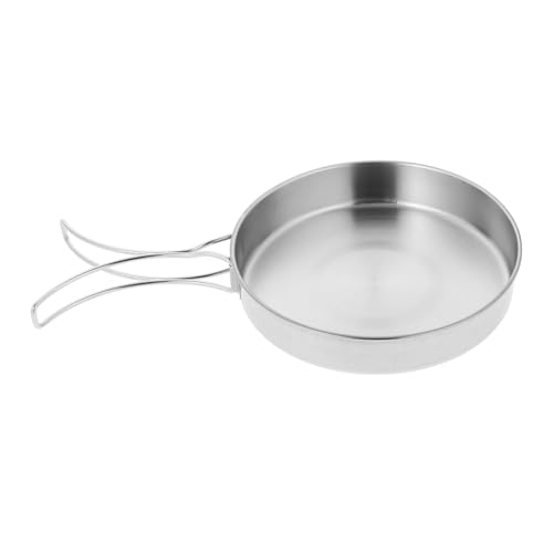 Ciieeo Sartén De Acero Inoxidable Portátil Para Camping Y Senderismo Con Mango Plegable Olla...