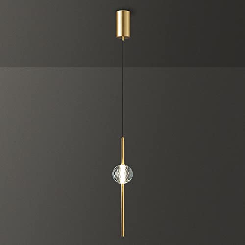 LumosPro Brass Long Tube Pendant Light - Minimalist Dimmable Suspension Lamp for Kitchen...