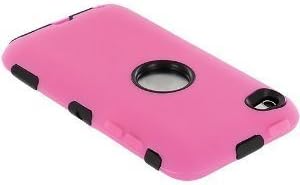 Skin Hybrid Case Compatible with Apple iPod Touch 4th Generation, Black Hard/Light Pink