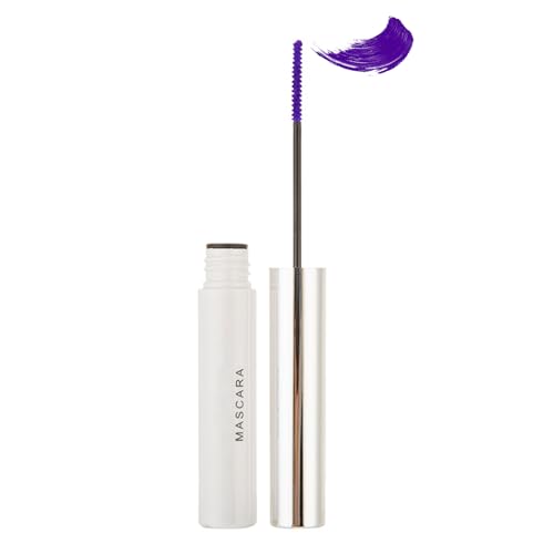 Mascara ultra fina resistente al agua, color morado, pestañas largas, color morado, volumen y definición, resistente a las manchas y no grumosas, con fibra de seda, textura lisa, maquillaje de ojos de
