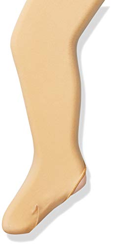 Capezio Girls' Ultra Soft Self Knit Waistband Tight,Shortbread, One Size (2-6)