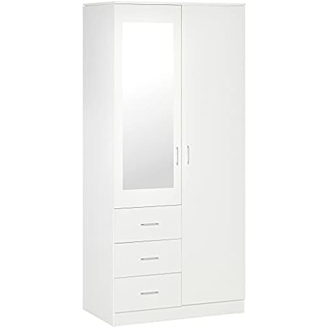 HOMCOM Modern Mirror Wardrobe with Storage Cover