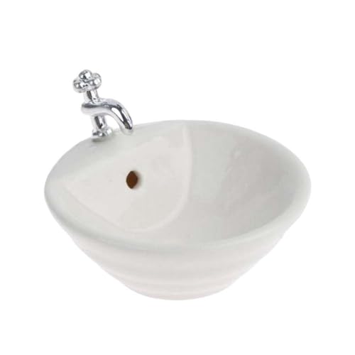 Dollhouse Bathroom Sink 1:12 Resin Ceramic Wash Basin White