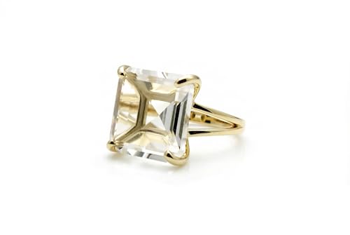 Bague de fiançailles en quartz clair or 14k avec boîte cadeau