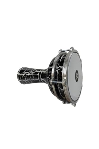 Turkish Darbuka Size 5 Professional Black Crackle Finish - Traditional Hand Drum with Decorative Pattern