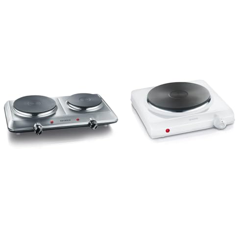 SEVERIN Plaque de cuisson électrique double 2 500 W, Plaque de cuisine pour logement étudiant & Plaque de cuisson 1 500 W, Plaque de cuisine idéale pour logement étudiant