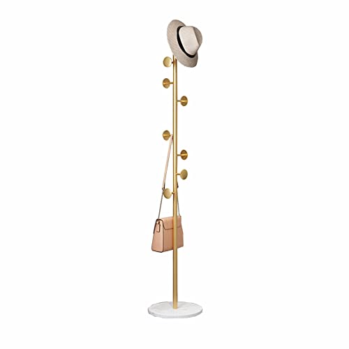 erkebspm Percheros Perchero de metal con placa inferior de mármol Riel para ropa de pie Dormitorio Sala de estar Perchero para ropa Resistente y duradero Perchero/Blanco dorado