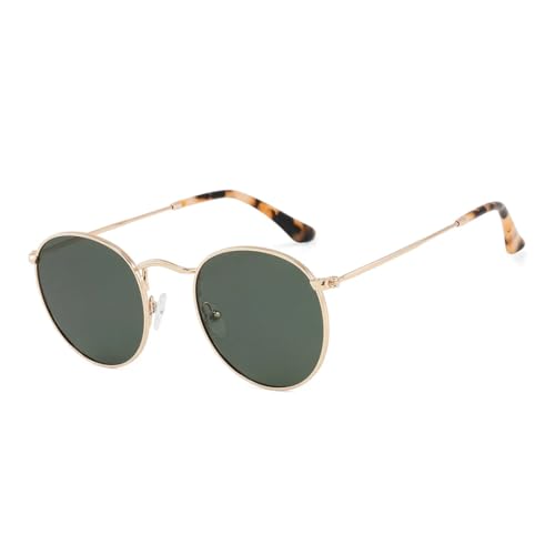 Lunettes de soleil rondes polarisées anti-reflet UV400 monture métal steampunk vintage