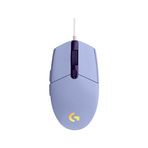 Image of Logitech G203 Prodigy Wired Gaming Mouse, 8,000 DPI, RGB, Lightweight, 6 Programmable Buttons, On-Board Memory, Compatible with PC /Mac - Lilac