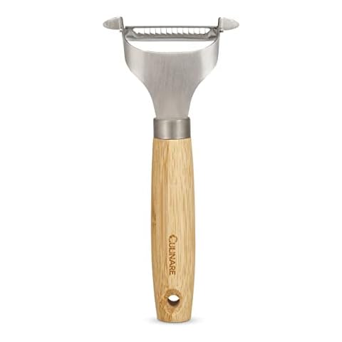 Culinare Naturals C70007 Julienne Y Peeler | Sustainable Bamboo/Stainless Steel | (L)175mm x (W)80mm | Manual Hand Held Peeling Tool/Kitchen Utensil | Sharp Metal Blade | Not Dishwasher Safe Cover