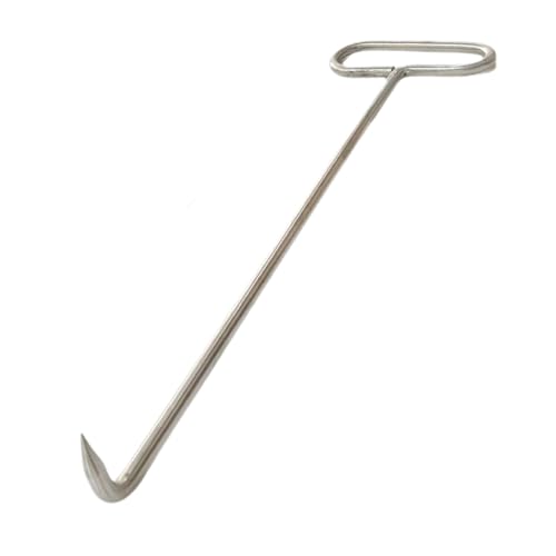 Septic Tank Lid Lifting Hook/Access Hatch Puller/Drain Grate Lifter, Manhole Puller Lift with Oval Handle and Pointed Hook?12 In-59 in Handy Hook Pulling Tool(L 80CM/31.5IN)