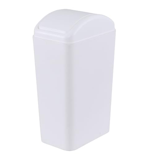 Caneca de basura rectangular blanca de 12 L con tapa basculante