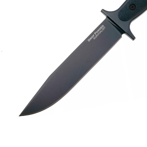 Image of COLD STEEL Drop Forged Survivalist 8 inch 52100 High-Carbon Steel Clip Point Fixed Blade EDC Tactical Hunting Utility Knife, 5 inch Ergonomic Handle, Weather-Resistant Secure-Ex Sheath