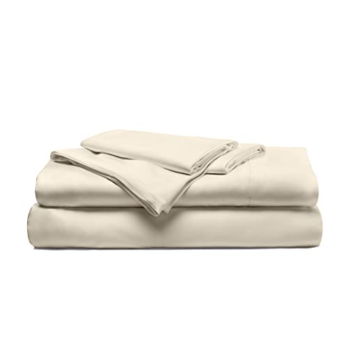 Cariloha Resort 4-Piece Sateen Sheet Set | Coconut Milk | King | Viscose Material | Allergy Resistant, Naturally Thermal-Regulating, Extra Soft Cooling Sheets for Hot Sleepers
