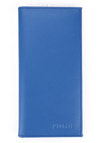 LYOOmaLL Leather Checkbook Cover for Personal Checkbook, Checkbook Cover For Women & Men, RFID Blocking Checkbook Holder Wallet for Duplicate Checks (Royal Blue)