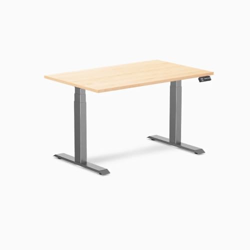 Image of Desky Dual Hardwood Sit Stand Desk Maple 48 inch Space Gray