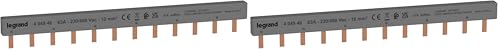 Legrand 404946E Peine de alimentación, repartidor, bipolar de 12 módulos, 6 dispositivos, 1 fase, P+N (Paquete de 2)