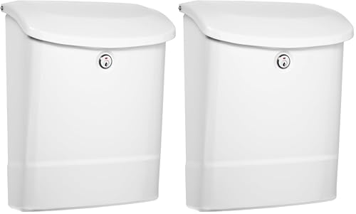 Image of Architectural Mailboxes Parkside Locking, Vertical Wall-Mounted Mailbox for Outside, Metal Galvanized Steel Medium Mail Box with Lock and Key Drop Box, White (Pack of 2)