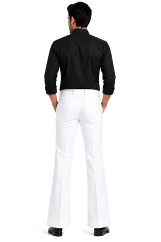 Image of Men's Formal Bootcut Pants | Stretchable Trousers | High Rise Flared Fit Pants | Office & Formal & Casual Wear (Black /White)