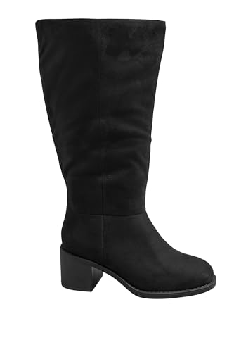 Yours - Faux Suede Block Heel Knee High Boots In Wide E Fit & Extra Wide Eee Fit - Women's
