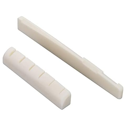1 Sets 2pcs Left handed Guitar Nut 6 String Acoustic Guitar Bone Bridge Saddle and Nut Set Made of Real Bone 43x6x9/72x3x9mm Cover