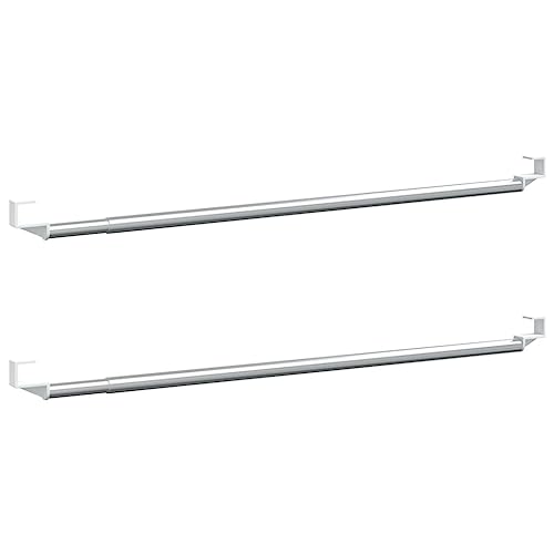 aphrophina Adjustable Curtain Rails for Custom Window Coverage, 2 Pcs Aluminum Rods, White and Silver, 23.6