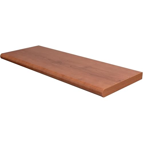 LoviStore Mensola da Muro in Legno Color Ciliegio, 120x25x2,5 cm, Sospesa con Bordo Arrotondato Scaffale da Parete, Fissaggio con Tasselli a Scomparsa, 2 Tasselli Inclusi, Made in Italy