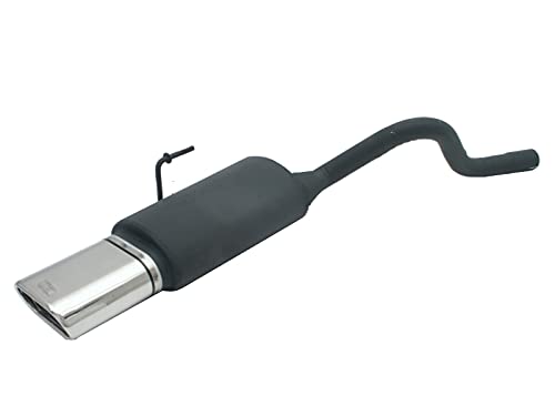 V-MAXZONE PARTS Sport Exhaust Muffler Black Steel Tailpipe Stainless Steel Single Oval Tip 145x75mm Compatible with Renault Clio II Hatchback 1.6i 66kW 90HP 1998 1999 2000 2001 2002 2003 2004 2005