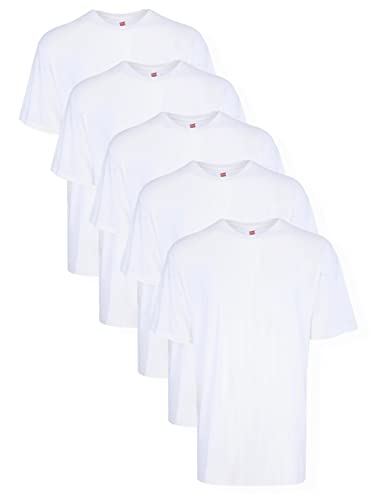 Hanes Men’s Tall 100% Cotton Crew Neck Undershirts, Tagless, Ultra Comfort, X-Large Tall, White - 5 Pack