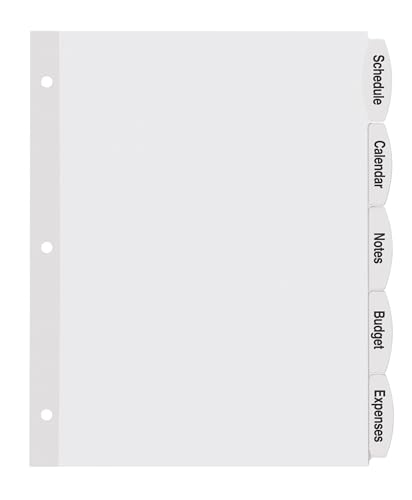 Intercalaires imprimables blancs Avery 14432 classeur 5 onglets amovibles grand format - 3