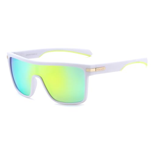 FEISEDY Flat Top TR90 Polarized Sports Sunglasses Trendy Oversized Square Shades Women Men UV400 B0104