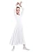 ZX Girl's Long Sleeve Praise Dance Full Length Wide Swing Lyrical Dancewear Liturgical Worship Costume Dress, White, 13-14 Years