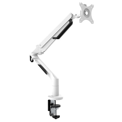 Dellonda Adjustable & Rotating Single Monitor Arm 12kg Load Capacity 17-36 Screens - White - DH26
