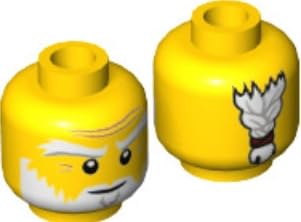 Lego Ninjago: Minifigure Sensei Wu con Bastone da battaglia con abiti abbronzati e coda di cavallo intrecciata - Lego - Immagine 3