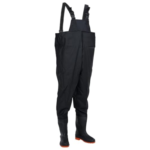 vidaXL Wader da Pesca con Pettorina e Stivali Nero Taglia 43, Wader con Stivali, Stivali Alti Fino al Petto, Stivali per la Pesca, Pantaloni da Pesca