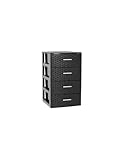 JARDIN202 - Cajonera de ordenación RATTAN de plástico | Efecto mimbre | Torre de almacenaje multiusos | 4 cajones (Gris Antracita)